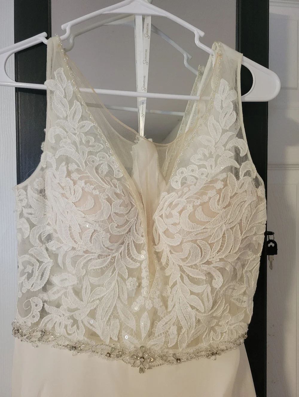 Ivory Lace Bodice A-Line Dress with Side Slit